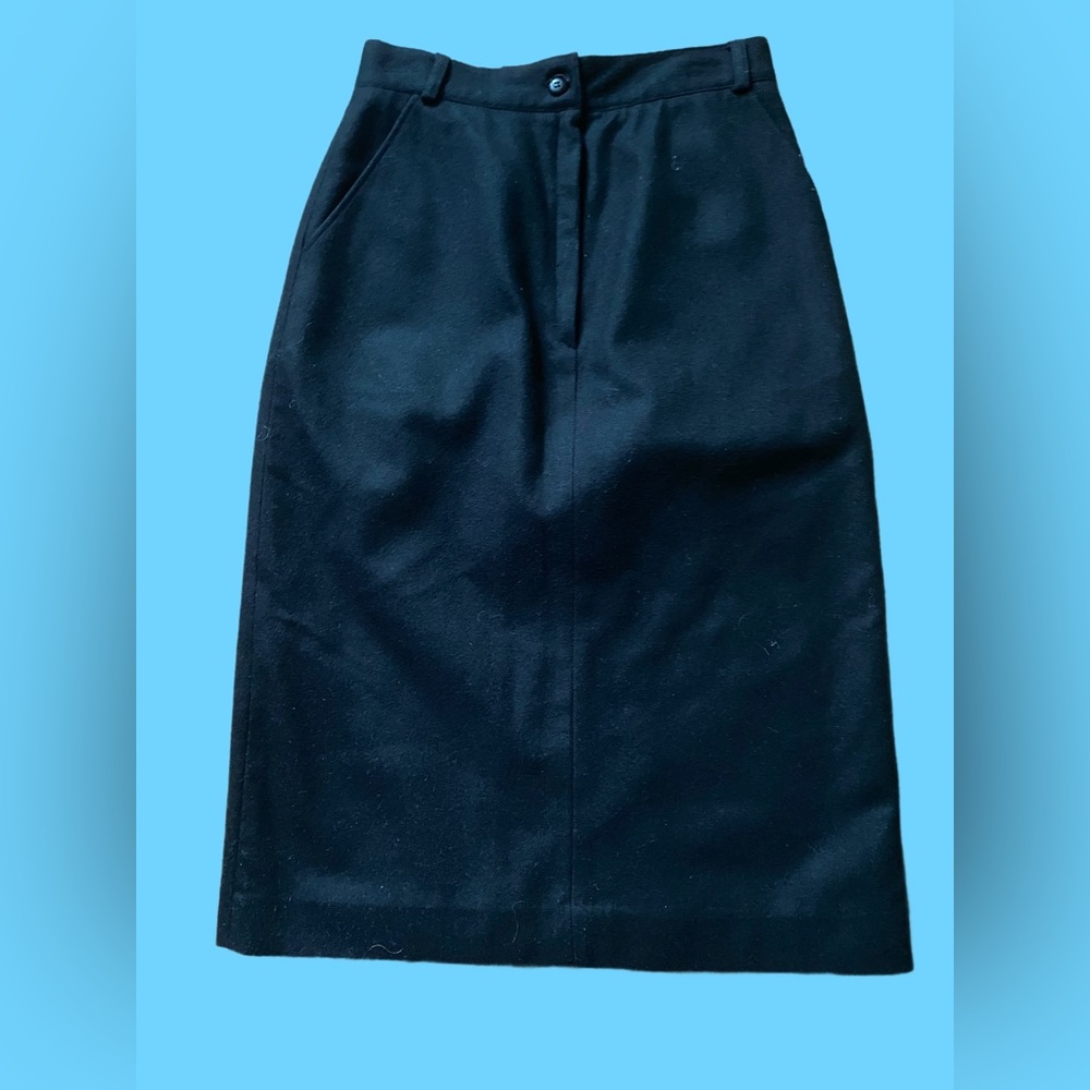 Vintage 80s Album By Kenzo Made In France Wool Blend High Waist Black Skirt